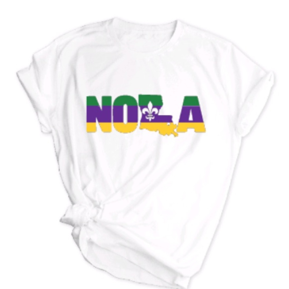NOLA Mardi Gras White Tee 2X-5X
